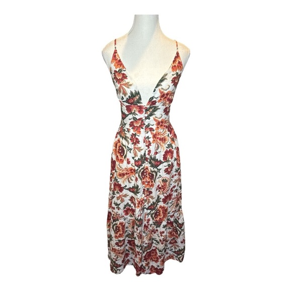 Abercrombie & Fitch Linen Blend Floral Button Front Maxi Dress XS Summer Boho - Picture 9 of 11